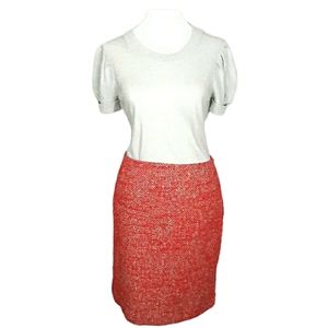 ELLIOT LAUREN Paris Tweed Pencil Skirt 6 Orange
